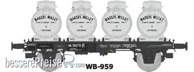 Flachwagen mit 4 Milchcontainern “MARCEL MILLET” SNCF - Ep.III
