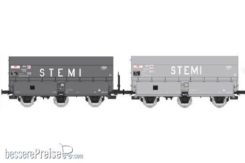 2tlg. Set Kokswagen STEMI in grauer Farbgebung der SNCF, 1 Wagen mit Bremserbühne - Ep.III