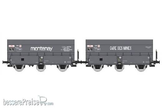 2tlg. Set Kokswagen MONTENAY in grauer Farbgebung der SNCF mit Bremserbühne - Ep.III