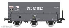 Kokswagen "GARE DES MINES" in grauer Farbgebung der SNCF mit Bremserbühne - Ep.III