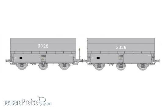 2tlg. Set Kokswagen HBL in Lichtgrauer Farbgebun, 1 Wagen mit Bremserbühne - Ep.IV-V