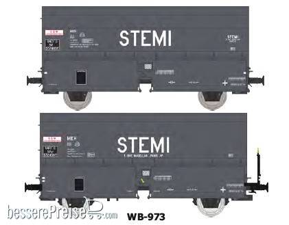 2tlg. Set Kokswagen "STEMI" in dunkelgrauer Farbgebung der SNCF, 1 Wagen mit Bremserbühne - Ep.III