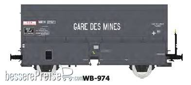 Kokswagen "GARE DES MINES” in dunkelgrauer Farbgebung der SNCF mit Bremserbühne - Ep.III