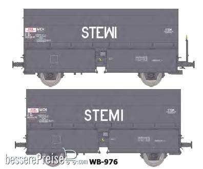 2tlg. Set Kokswagen STEMI in grauer Farbgebung der SNCF, 1 Wagen mit Bremserbühne - Ep.IV-V