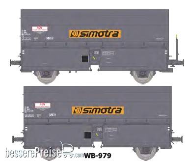2tlg. Set KoksWag "SIMOTRA"in grauer Farbgebung der SNCF, 1 Wagen mit Bremserbühne - Ep.IV-V