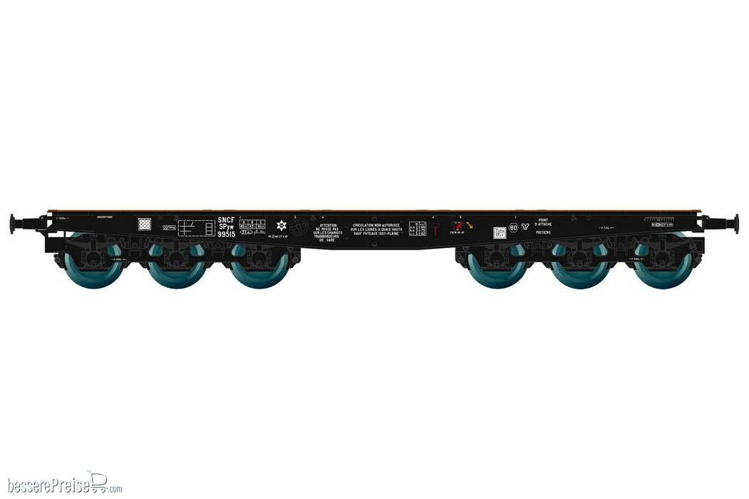 Flat Wagon for heavy loads 6 Axles SSym46, Black, 6 axles, 99515, Era III A