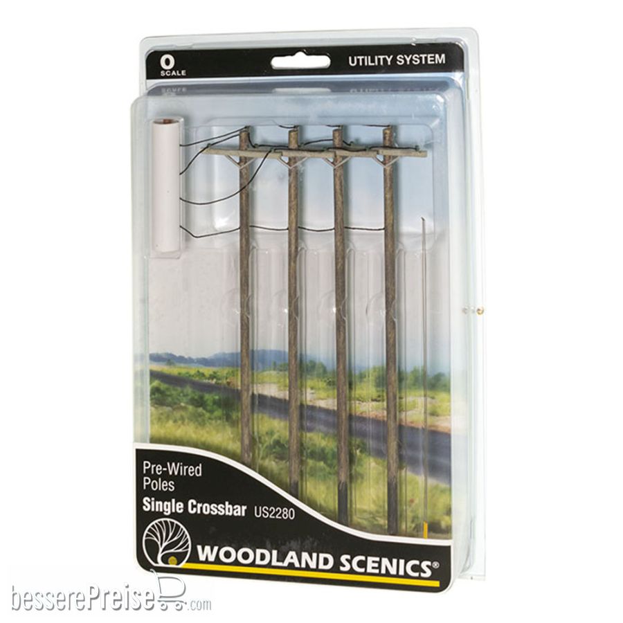 Woodland Scenics 0 WUS2280 - O Wired Poles Single Crossbar | Modellbahn | Modelleisenbahn