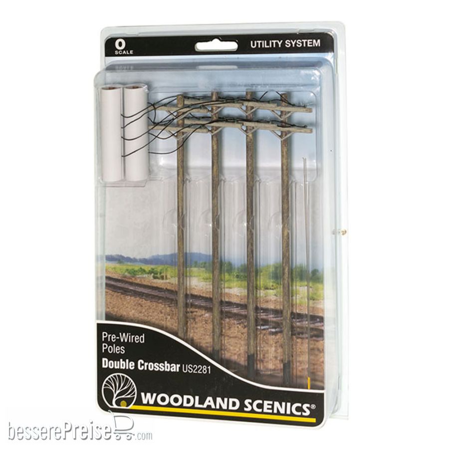 Woodland Scenics 0 WUS2281 - O Wired Poles Double Crossbar | Modellbahn | Modelleisenbahn