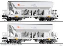 Tillig 01039 - Güterwagenset der HVLE, bestehend aus zwei Selbstentladewagen Faccns, Ep. VI
