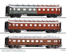 Tillig 01085 - Reisezugwagenset ´Preußischer Schnellzug´ der K.P.E.V., bestehend aus einem 1./2./3. Klasse Personenwagen, einem 3. Klasse Personenwagen und einem Speisewagen, Teil 2