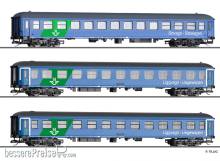 Tillig 01102 - Reisezugwagenset der RDC Deutschland GmbH, bestehend aus einem Reisezugwagen 2. Klasse und zwei Liegewagen, Ep. VI