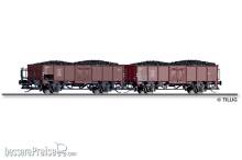 Tillig 01106 - Güterwagenset der DB, bestehend aus zwei offenen Güterwagen Omm 55 mit Steinkohle-Ladung, Ep. III