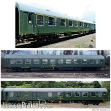 Tillig 01122 - Personenwagenset „Retro-Zug der KŽC Doprava s.r.o.“, bestehend aus einem Reisezugwagen 1. Klasse, einem Reisezugwagen 2. Klasse und einem Reisezugwagen mit Gepäckabteil 2. Klasse