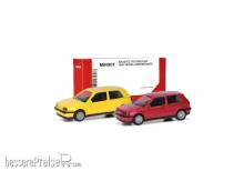 Herpa 014014 - Herpa MiniKit: Volkswagen (VW) Golf III VR6 2türig, 2er-Set, Schwefelgelb/Flashrot