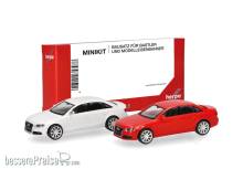 Herpa 014144 - Herpa MiniKit: Audi A4 Limousine, weiß/rot, 2 Stück