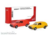 Herpa 014281 - Herpa MiniKit: Volkswagen (VW) Golf II 2-türig, Kasten, leuchtrot und gelb (2 Stück)