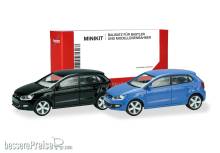 Herpa 014366 - Herpa MiniKit: Volkswagen (VW) Polo 5-türig (2014), kornblumenblau und schwarz