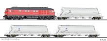 Tillig 01503 - Premium-Einsteiger-Set: Güterzug der DB AG bestehend aus Diesellokomotive BR 232 und drei Staubbehälterwagen Uacs