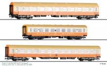 Tillig 01805 - Reisezugwagenset ´Städteexpress´ der DR, bestehend aus einem Reisezugwagen Typ Y/B70, einem Speisewagen und einem Reisezugwagen Bauart Halberstadt, Ep. IV