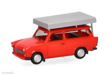 Herpa 024181-004 - Trabant 601 Universal, knallrot mit Dachzelt