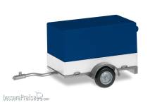 Herpa 051576-006 - PKW Planenanhänger 1-achs, blau/weiß