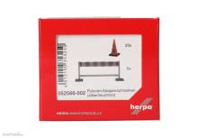 Herpa 052566-002 - Zubehör Pylonen (20 Stück), Absperrschranken (5 Stück), silber/leuchtrot