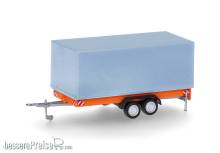 Herpa 055468 - Zubehör: Tandem-Planenanhänger für LKW 7,5t, orange/grau