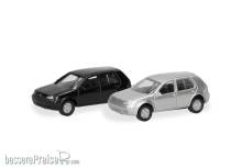 Herpa 066952 - Spur N: 2er Set Volkswagen (VW) Golf IV, schwarz und silber