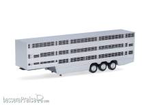 Herpa 076333-003 - Viehtransporterauflieger 3achs, silber lackiert - Chassis schwarz