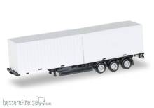 Herpa 076494-002 - 40 ft. Containerchassis Krone mit 2 x 20 ft. Container, Chassis schwarz