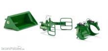 Wiking 077381 - Frontlader Werkzeuge Set A John Deere grün