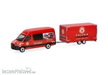 Herpa 098618 - Mercedes-Benz Sprinter 18 Halbbus Hochdach mit Tandemhänger Colonia