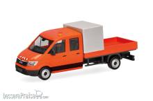 Herpa 099141 - MAN TGE Doppelkabine mit Pritsche und Halbplane Baustellenabsicherung, kommunalorange