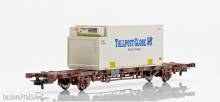 NMJ 1000197 - NMJ Topline 507.110 Lgns 42 76 443 2009-1 Containertragwagen der CargoNet mit 1 x 25 Fuss Kühlcontainer Tollpost Globe, H0