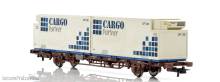 NMJ 1000205 - NMJ Topline Modell 507.109 des Lgns 42 76 443 2065-8 Containertragwagen der CargoNet mit 2 x 25 Fuss Kühlcontainer Cargo Partne, H0