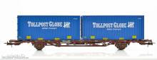 NMJ 1000207 - NMJ Topline 507.116 Lgns 42 76 443 2168-4 Containertragwagen der CargoNet mit 2 x 23 Fuss Tollpost-Globe Containern, H0