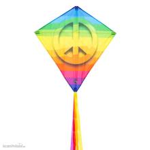 HQ 100044 - Eddy Rainbow Peace - Kinderdrachen, ab 5 Jahren, 68x68cm, inkl.17kp Polyester Schnüre, 40m auf Spule