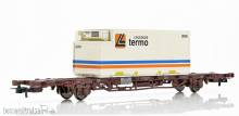 NMJ 1000498 - NMJ Topline 507.103 Lgns 42 76 443 2142-9 Containertragwagen der CargoNet mit 1 stück 25 fuss Linjegods Thermo Container, H0