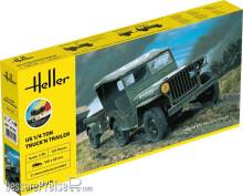 Heller 57105 - STARTER KIT US 1/4 Ton Truck n Trailer in 1:35