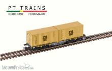 PT Trains 100323 - Wagen Sgmmnss 40 MFD RAIL + 1x20’DV MSC + 1x20’DV MSC
