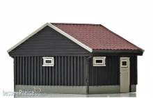 NMJ 1018211 - NMJ Skyline 15120 Norwegische Garage, Braun / Weiß, H0 Fertigmodell