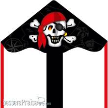 Ecoline 102137 - Simple Flyer Jolly Roger - Kinderdrachen, ab 5 Jahren, 42x85cm , inkl. 17kp Polyester Schnüre
