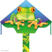 Ecoline 102160 - Simple Flyer Froggy - Kinderdrachen, ab 5 Jahren, 75x120cm, inkl. 17kp Polyester Schnüre, 25m
