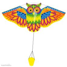 Ecoline 102197 - Owl Kite - Kinderdrachen, ab 5 Jahren, 50x113cm, inkl.17kp Polyester Schnüre, 25m
