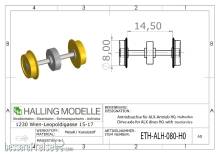 Halling ETH-ALH-080-H0 - Antriebsachse für ALX-Antrieb H0, mit 8mm Haftreifen