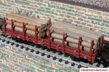 Modellbahn-Bachmann 1050110 - Stammholz längs 2-tlg. für Roco, für den 2-achs. Rungenwagen Kbs (Art.- Nr. 2308 u.ä.) Größe: 35 x 15 mm