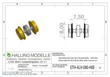 Halling ETH-ALH-080-H0E - Antriebsachse für ALX-Antrieb H0E, mit 8mm Haftreifen