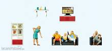 Preiser 10649 - Familie beim Fernsehen. Wohnz