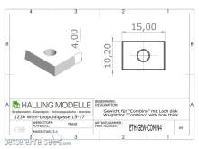 Halling ETH-GEW-COM-N4 - Gewicht, rechteckig 15,0x10,5mm mit Loch
