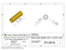 Halling ETH-ADP-50 - Adapterhülse für 1 mm Achse auf 1,5 mm Achse